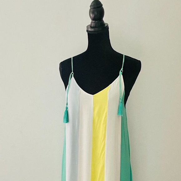 Main Strip Dresses & Skirts - Long Flowing Cotton Maxi Dress Pastel Colorblock, Large